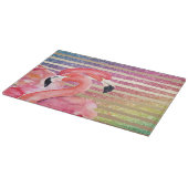 Waterverf Flamingos Glitter Gold Stripes Snijplank (Hoek)