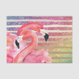 Waterverf Flamingos Glitter Gold Stripes Tissuepapier