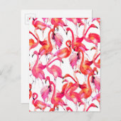 Waterverf flamingo's in Waterverven 2 Briefkaart (Voorkant / Achterkant)