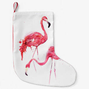 Waterverf flamingos kleine kerstsok