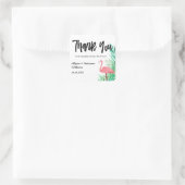 Waterverf Flamingos Palm Leaves Bruiloft Dank u Vierkante Sticker (Tas)