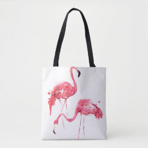 Waterverf flamingos tote bag