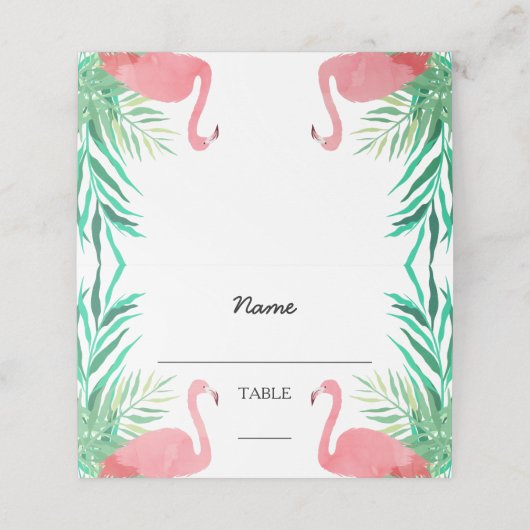 Waterverf Flamingos Tropical Wedding Plaatskaartje (Buitenkant ongevouwen)