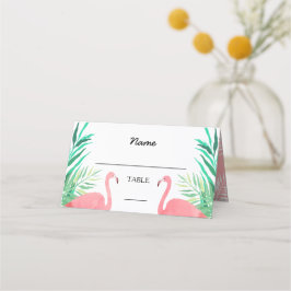 Waterverf Flamingos Tropical Wedding Plaatskaartje