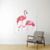 Waterverf flamingos wandkleed (In situ)