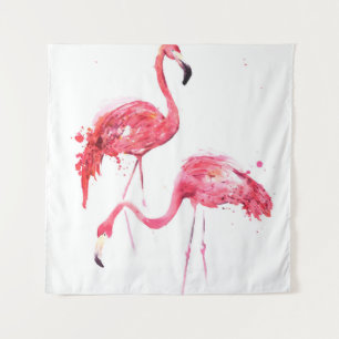 Waterverf flamingos wandkleed