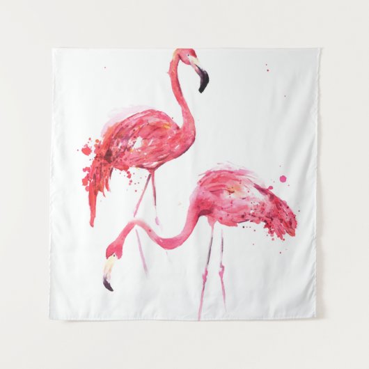 Waterverf flamingos wandkleed (Voorkant)