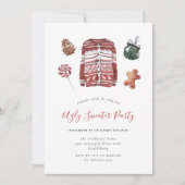 Waterverf Flannel van de Ugly Sweater Kerstparty  Kaart (Voorkant)