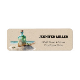 Waterverf fles met bericht binnenin Etiket