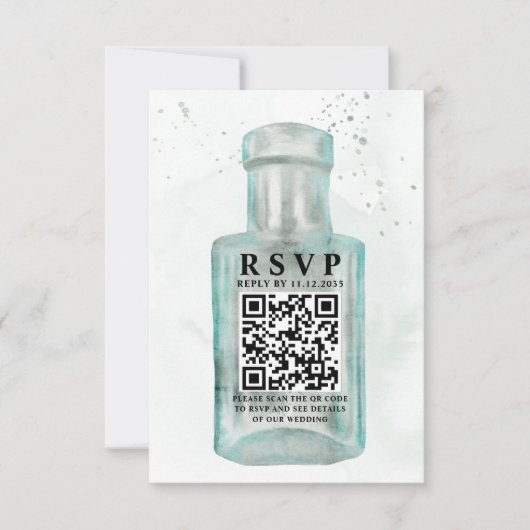 Waterverf Fles QR Code Huwelijk RSVP (Voorkant)