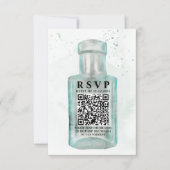  Waterverf Fles QR Code Huwelijk RSVP Kaartje (Voorkant)