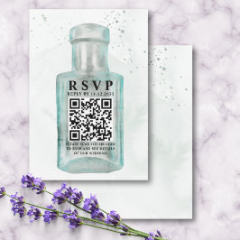  Waterverf Fles QR Code Huwelijk RSVP Kaartje
