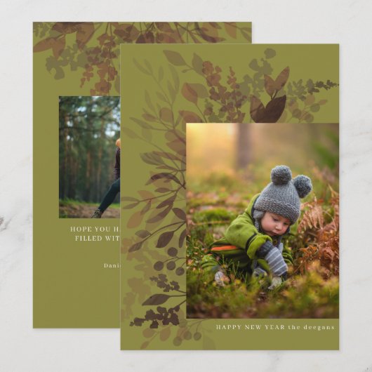 Waterverf flesjes nieuwe jaren kaart groen (Voorkant / Achterkant)