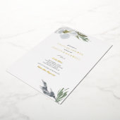 Waterverf flessen met botanische groene en witte d folie uitnodiging (Gedraaid)