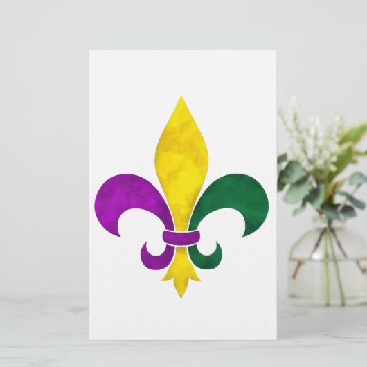 waterverf fleur de lis briefpapier (Staand voorkant)
