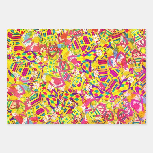 Waterverf, Flip Flop Pattern Inpakpapier Vel (Voorkant 2)