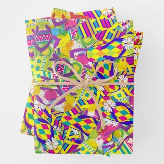 Waterverf, Flip Flop Pattern Inpakpapier Vel (In situ)