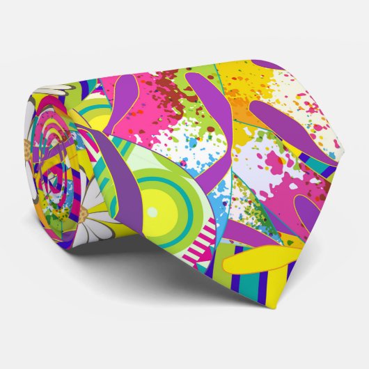 Waterverf, Flip Flop Pattern Stropdas (Opgerold)