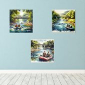 Waterverf Float Trip / Rafting Print Set (Houten vloer)