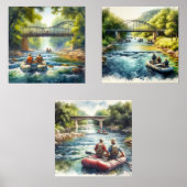 Waterverf Float Trip / Rafting Print Set (Voorkant)