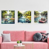 Waterverf Float Trip / Rafting Print Set (Woonkamer)