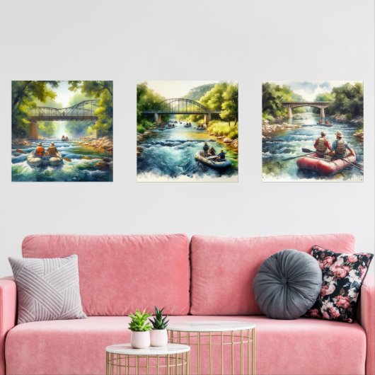 Waterverf Float Trip / Rafting Print Set (Woonkamer)