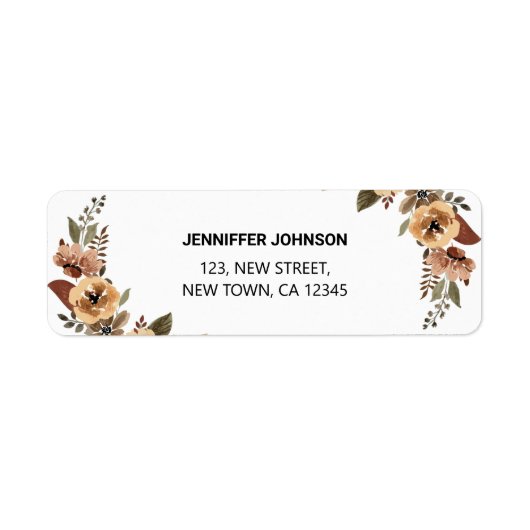 Waterverf Flora Botanical retour adreslabel Etiket (Voorkant)