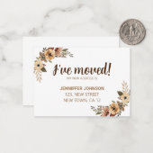 Waterverf Flora Ik heb Verhuisd Aankondiging Kaart (Voorkant / Achterkant in situ)