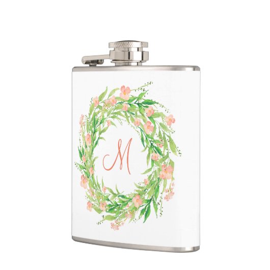 Waterverf flora met monogram heupfles (Links)