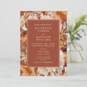 Waterverf Flora Terracotta Wedding Kaart (Staand voorkant)
