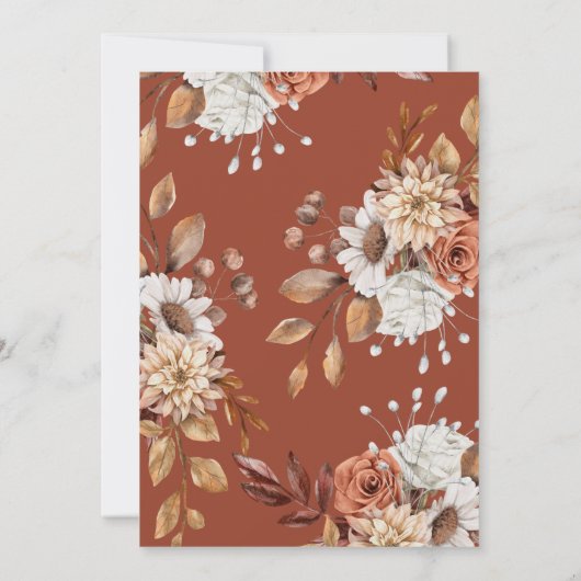 Waterverf Flora Terracotta Wedding Kaart (Achterkant)