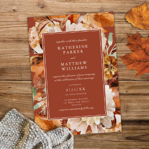Waterverf Flora Terracotta Wedding Kaart