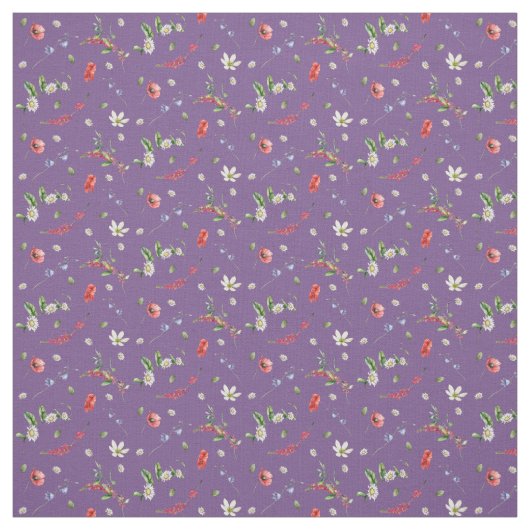 Waterverf flora wilde bloemen stof (Swatch)