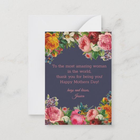 waterverf floraal  blauw notitiekaartje (Achterkant)