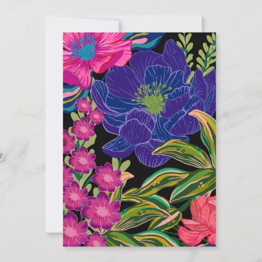 Waterverf floraal botanisch zwart vrijgezellenfees kaart (Achterkant)