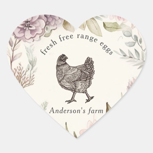 waterverf floraal ei kartonnen doos hart sticker (Voorkant)