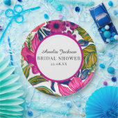 Waterverf floraal en botanisch blauw vrijgezellenf papieren bordje (Feest)