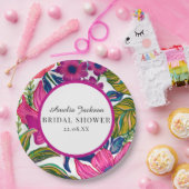 Waterverf floraal en botanisch blauw vrijgezellenf papieren bordje (Feest)