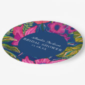 Waterverf floraal en botanisch blauw vrijgezellenf papieren bordje (Gekanteld)