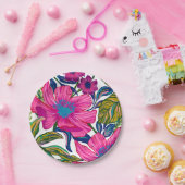 Waterverf floraal en botanisch blauw vrijgezellenf papieren bordje (Feest)