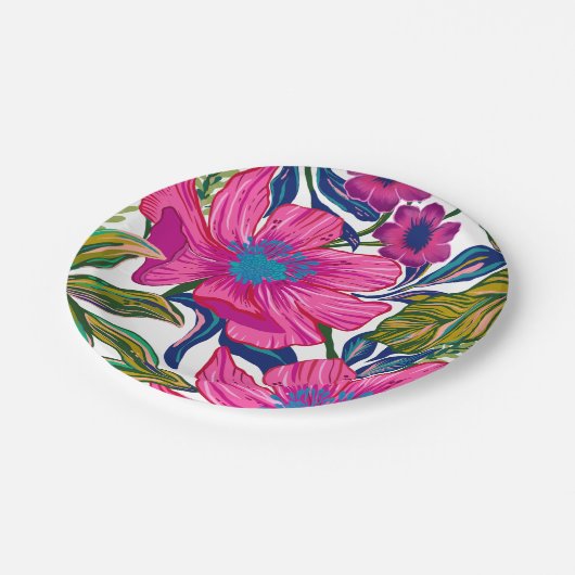 Waterverf floraal en botanisch blauw vrijgezellenf papieren bordje (Gekanteld)