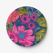 Waterverf floraal en botanisch blauw vrijgezellenf papieren bordje (Voorkant)