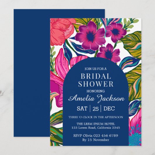 Waterverf floraal en botanisch roze vrijgezellenfe kaart (Voorkant / Achterkant)