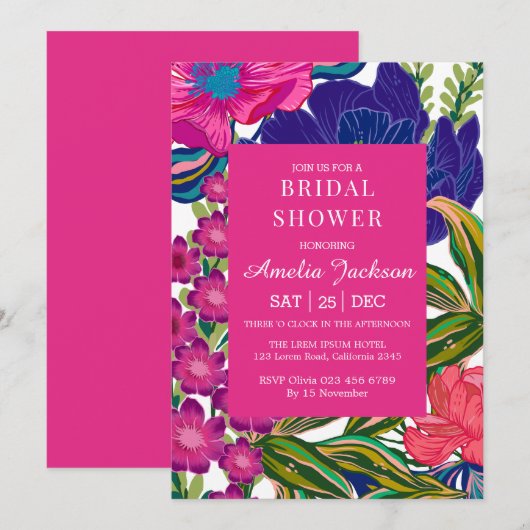 Waterverf floraal en botanisch roze vrijgezellenfe kaart (Voorkant / Achterkant)