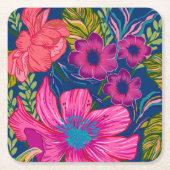 Waterverf floraal en botanisch roze vrijgezellenfe kartonnen onderzetters (Voorkant)