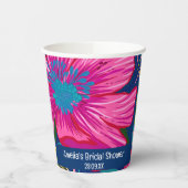 Waterverf floraal en botanisch roze vrijgezellenfe papieren bekers (Links)