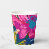 Waterverf floraal en botanisch roze vrijgezellenfe papieren bekers (Voorkant)