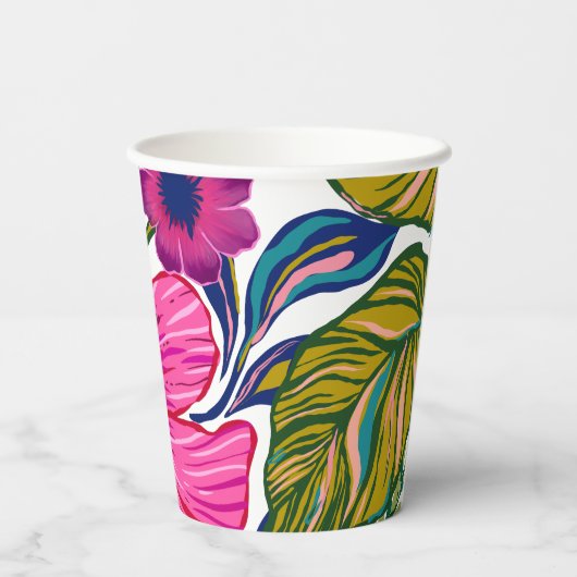 Waterverf floraal en botanisch roze vrijgezellenfe papieren bekers (Achterkant)