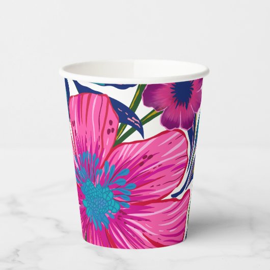 Waterverf floraal en botanisch roze vrijgezellenfe papieren bekers (Links)