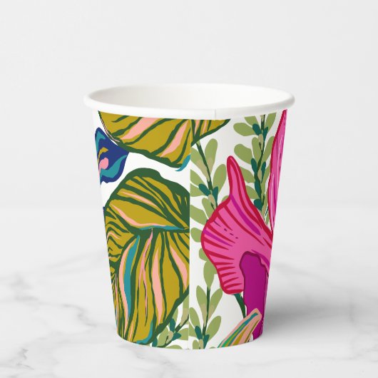 Waterverf floraal en botanisch roze vrijgezellenfe papieren bekers (Rechts)